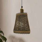 Natural Rattan Wicker Ceiling Pendant Light Lampshade Metal Pendant Lighting Kit - Basket Shape~1562-0