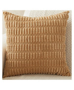 Light Brown Corduroy Cushion Cover | 45x45cm | Soft Plush Cotton Velvet-0
