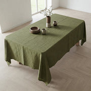 Olive Green Linen Tablecloth - Organic Flax Rustic Table Cover-0