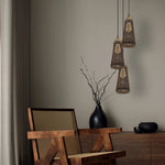 3 Head Basket Style Rattan Ceiling Pendant 95cm Hanging cord 3 In E27 Light Lampshade~4194-2
