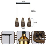 3 Head Rattan Ceiling Pendant 95cm Hanging cord 3 In E27 Screw  Lampshade~4193-2