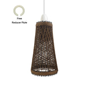 Wicker Vintage Rattan Lampshade E27 Barrel Light Shades~4217-4