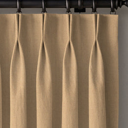 Pinch Pleated Woven Herringbone Linen Curtains UK - Natural Texture | Standard & Made to Measure-0