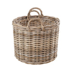 Set of 2 Grey Rattan Round Log Baskets-2