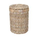 Brown Rattan Round Linen Basket-0