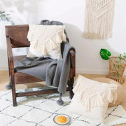 Handmade Macrame Cushion Covers | 40x40cm | Organic Cotton | Boho Style | Off White | Textured-3