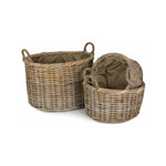 Oval Rattan Log Basket With Cordura Lining-0