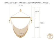 Dessin d'un hamac chaise du Nicaragua fait main L avec mesures détaillées