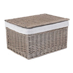 Antique Wash Cotton Lined Wicker Storage Basket-2