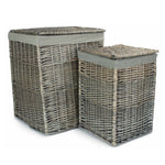 Antique Wash Square Laundry Basket with Grey Sage Lining-0