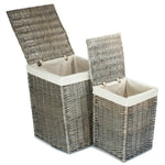 Antique Wash Square White Cotton Lined Laundry Basket-2