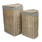 Antique Wash Corner Laundry Basket with Grey Sage Lining-0