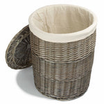 Antique Wash Round White Cotton Lined Laundry Basket-3