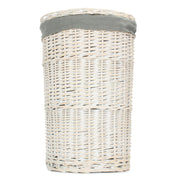 Round White Wash Wicker Laundry Basket with Grey Sage Lining-3