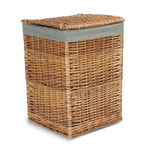 Light Steamed Square Wicker Laundry Basket with Grey Sage Lining-4