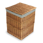 Light Steamed Square Wicker Laundry Basket with Grey Sage Lining-5