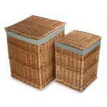 Light Steamed Square Wicker Laundry Basket with Grey Sage Lining-1