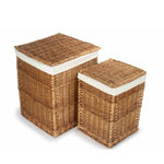 White Lining Light Steamed Square Wicker Laundry Basket-1
