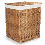 White Lining Light Steamed Square Wicker Laundry Basket-3