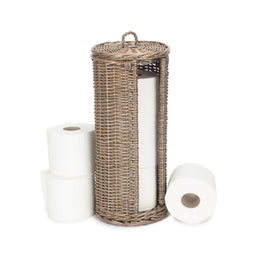 Open Round Rattan 3 Toilet Roll Holder-0