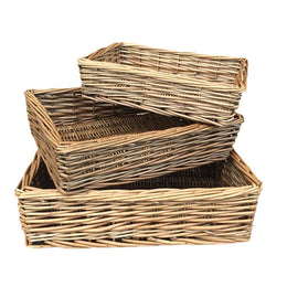 Antique Wash Rectangular Straight Sided Wicker Tray-0
