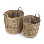 Tall Round Fireside Grey Rattan Log Basket-1