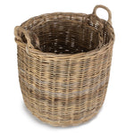 Tall Round Fireside Grey Rattan Log Basket-2