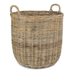 Tall Round Fireside Grey Rattan Log Basket-3