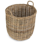 Tall Round Fireside Grey Rattan Log Basket-4