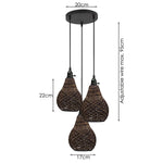 3 Head Vase Shape Rattan Wicker Ceiling Pendant Light Shade Hanging Light Antique Decor Lampshade ~3592-2