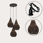 3 Head Vase Shape Rattan Wicker Ceiling Pendant Light Shade Hanging Light Antique Decor Lampshade ~3592-4