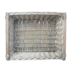 Grey Wash Wooden Handled Wicker Storage Basket-3