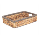 Grey Rope Border Rectangular Water Hyacinth Tray-3