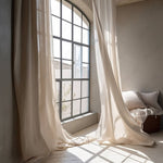 Light Filtering Natural Linen Curtains |  Semi Sheer Privacy | Single Panel or Pair |  Undyed Organic Linen | GOTS Certified Flax Linen | Rustic Home-2
