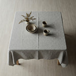 English Grey Linen Tablecloth - Organic Flax Textured Table Cover-1