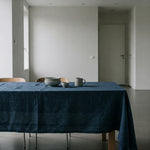Midnight Blue Linen Tablecloth - Organic Flax Table Cover-4