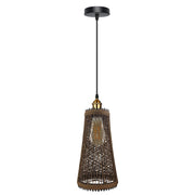 Single Rattan Ceiling Pendant Shade E27 95cm Cord Handmade Hanging Lights~4192-3