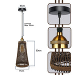 Single Rattan Ceiling Pendant Shade E27 95cm Cord Handmade Hanging Lights~4192-4