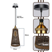 Single Rattan Ceiling Pendant Shade E27 95cm Cord Handmade Hanging Lights~4192-4