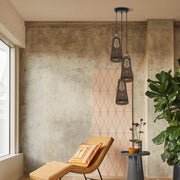 3 Head Basket Style Rattan Ceiling Pendant 95cm Hanging cord 3 In E27 Light Lampshade~4194-0