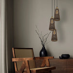 3 Head Basket Style Rattan Ceiling Pendant 95cm Hanging cord 3 In E27 Light Lampshade~4194-2
