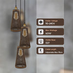 3 Head Basket Style Rattan Ceiling Pendant 95cm Hanging cord 3 In E27 Light Lampshade~4194-3
