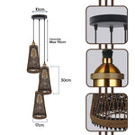 3 Head Basket Style Rattan Ceiling Pendant 95cm Hanging cord 3 In E27 Light Lampshade~4194-4