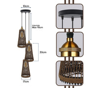 3 Head Basket Style Rattan Ceiling Pendant 95cm Hanging cord 3 In E27 Light Lampshade~4194-4