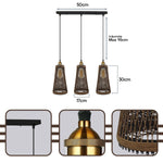 3 Head Rattan Ceiling Pendant 95cm Hanging cord 3 In E27 Screw  Lampshade~4193-2