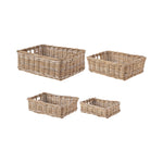 Set of 4 Grey Kubu Rattan Rectangular Storage Trays-0