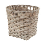Grey Kubu Rattan Round Storage Basket with Square Base-1