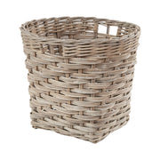 Grey Kubu Rattan Round Storage Basket with Square Base-1
