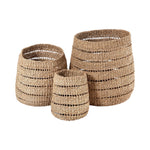 Set of 3 Seagrass Natural Round Baskets-0