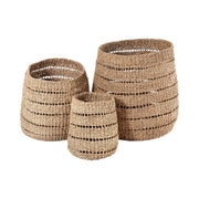 Set of 3 Seagrass Natural Round Baskets-0